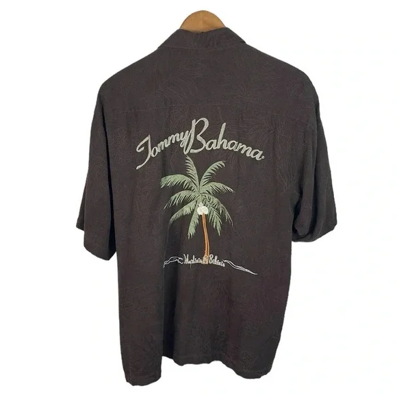 BF628 Men’s Tommy Bahama 100% SILK Casual Palm Tree Beach Button Down Shirt L - Picture 5 of 6